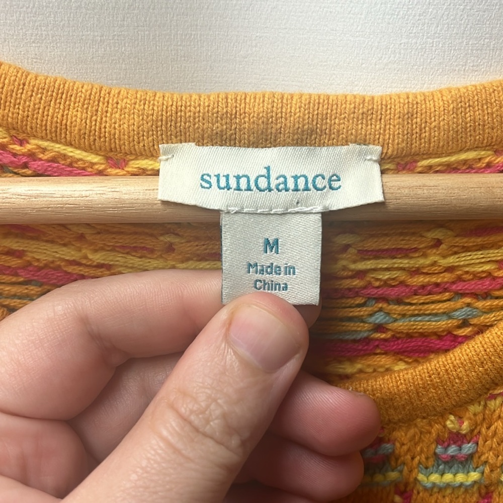 Sundance Orange Kitts Sleeveless Knit Geometric Sweater Tank- M - Picture 5 of 6